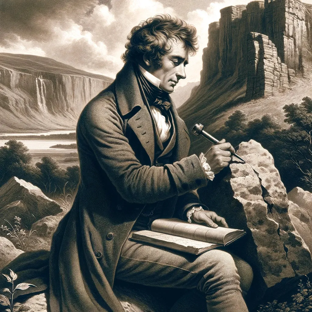 James Hutton estudiando las rocas